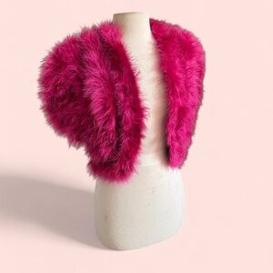 Y2K Vintage 2000’s Genuine Feathers Bright Pink Cropped Shrug Bolero